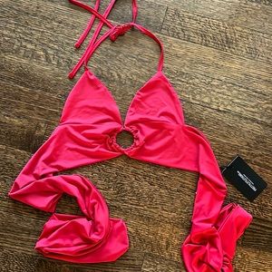 Prettylittlething ring detail bralet top